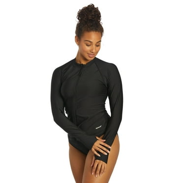 Sporti Women's Long-Sleeve Zip-Front Rash Guard, UPF 50+, Quick-Drying, Sizes XS–XL