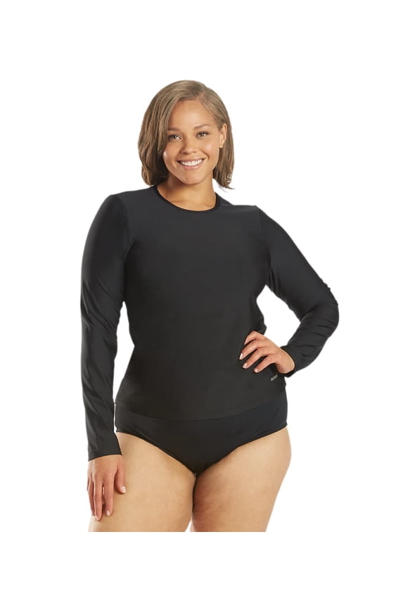 Women's Plus Size L/S UPF 50+ Rash Guard, Crew Neck, Long Sleeve (Women's Plus)