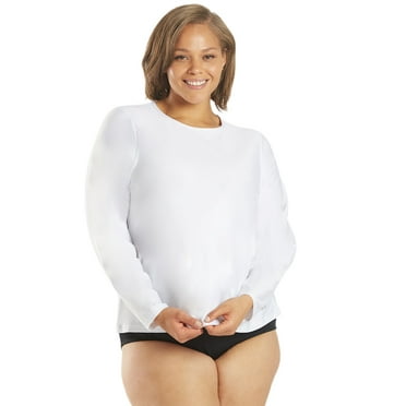 Sporti Women's Long-Sleeve Rash Guard, UPF 50+, Sun Protection, Plus Sizes