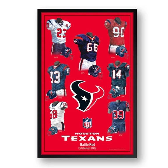Sporticulture 4033143603 10 x 13 in. Houston Texans Framed Print - Uniform Heritage