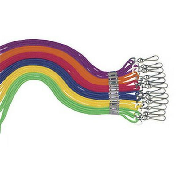 Sportime Braided Nylon Lanyards with Clips, Assorted Colors, Pack of 12