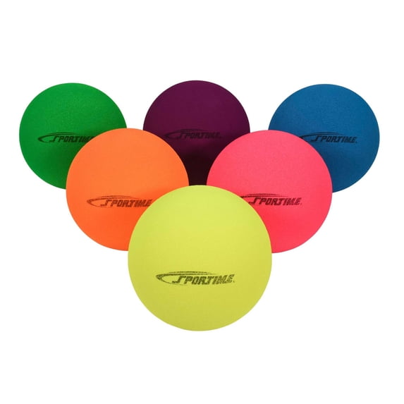 Sportime Fluorescent Foam Balls, 8 Inches, Assorted Colors, Set of 6