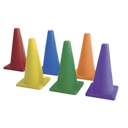 Sportime Light Weight Cones, 20 Inches, Assorted Colors, Set of 6