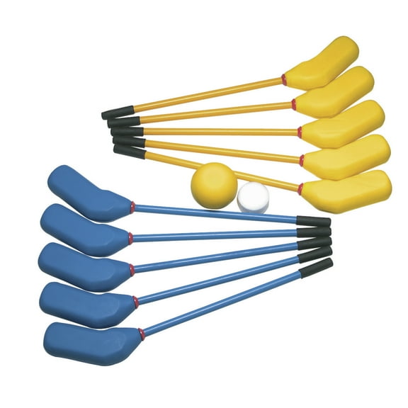 Sportime Super Softouch Hockey Set, 10 Hockey Sticks, Yellow and Blue