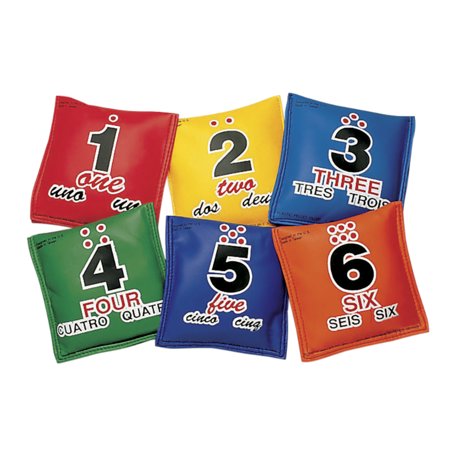 Sportime Tri-Lingual Sequencing Educational Bean Bags, Assorted Colors, Set of 6