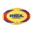 thumbnail image 1 of SportimeMax ProRubber Rugby Ball, Size 5, Yellow with Red/Blue Pattern, 1 of 1
