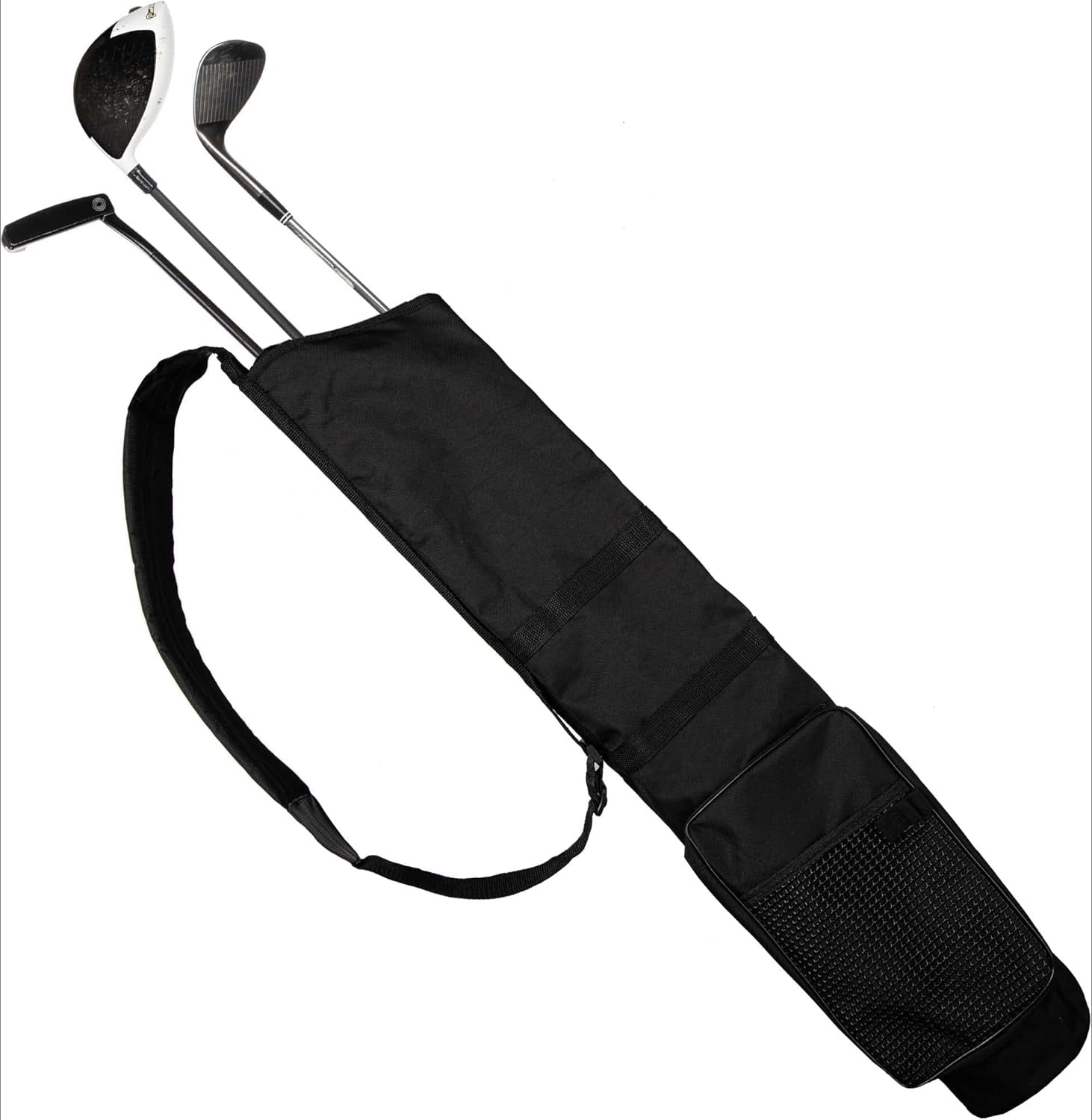Sporting Goods Golf Sunday Bag | Black Lightweight Travel Carry Sunday Golf Bag with Cushioned Shoulder Strap for Driving Range Practice Easy Transport - for Beginners, Youth, Adult or Seniors