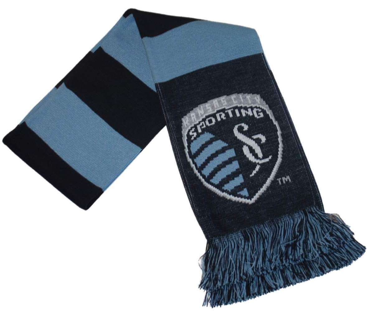 Sporting KC Kansas City Ruffneck Blue Stripes Knit Acrylic Scarf 7" x