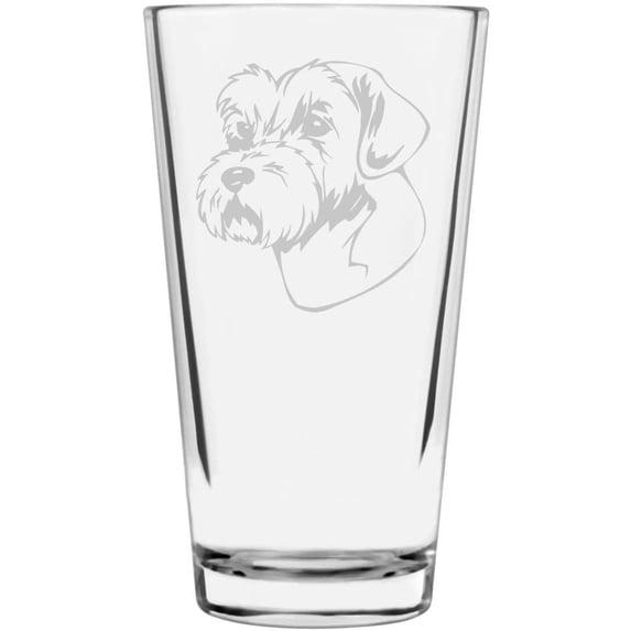 Sporting Lucas Terrier Dog Themed Etched All Purpose 16oz Libbey Pint Glass