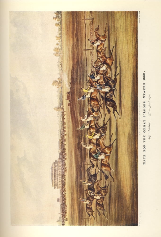 Sporting Prints of the 18th 1927 Race for the Great St Leger Stakes 1836-1 Canvas Art - James Pollard (18 x 24)
