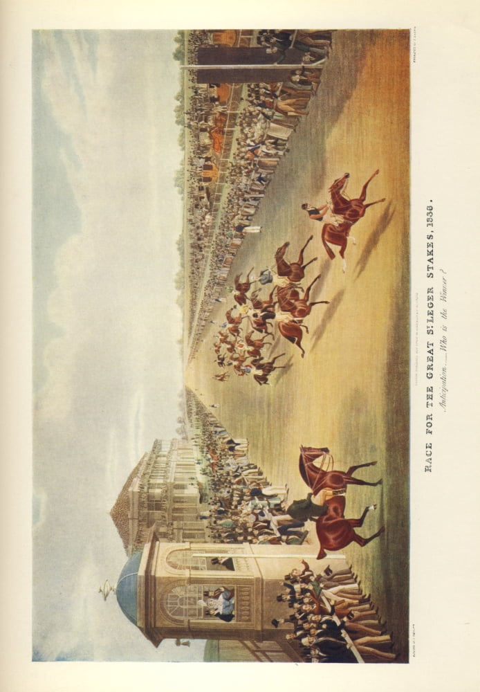 Sporting Prints of the 18th 1927 Race for the Great St Leger Stakes 1836-2 Canvas Art - James Pollard (24 x 36)
