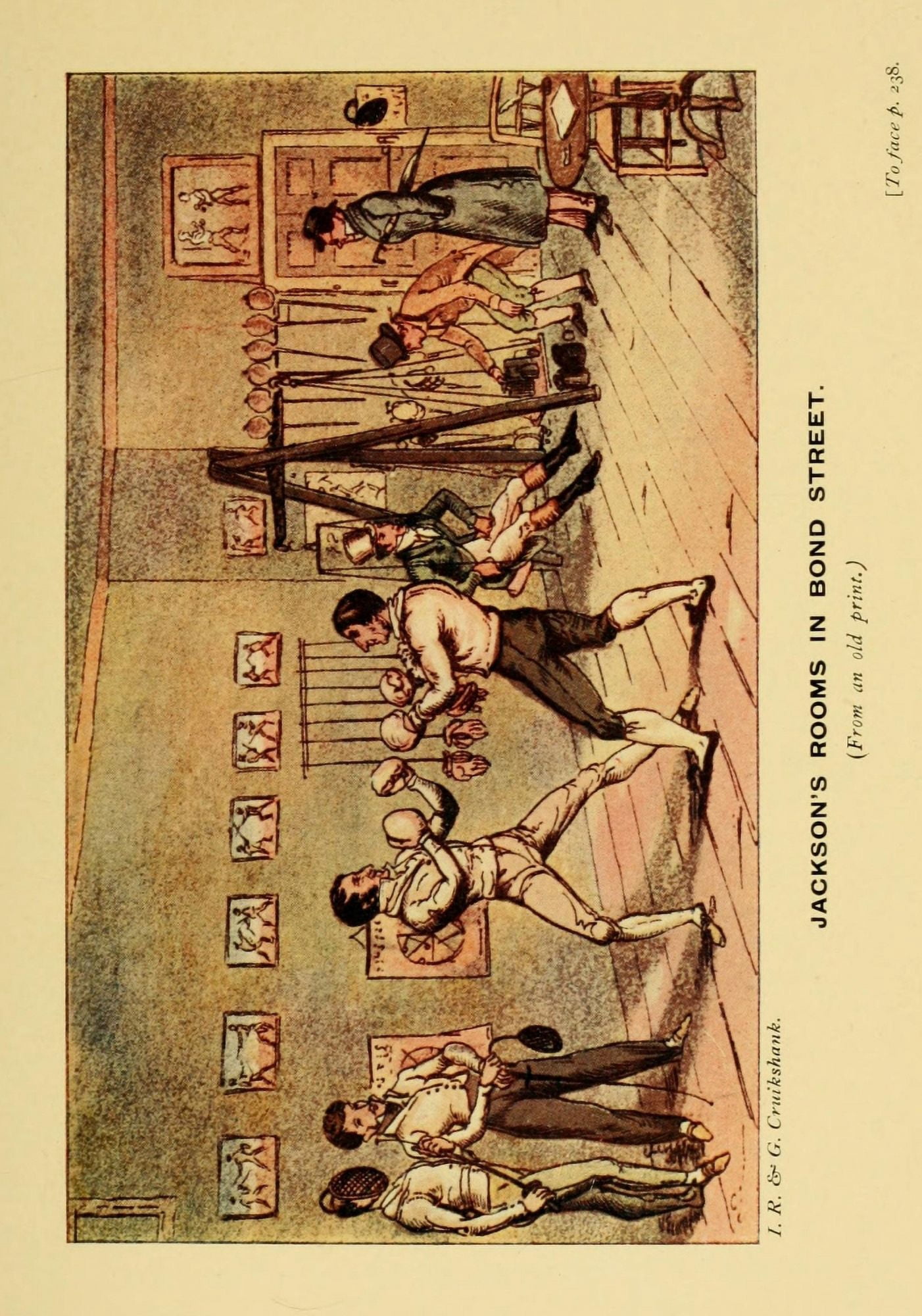 Sporting Stories 1910 Jacksons Rooms in Bond Street (Boxing) Canvas Art - G & IR Cruikshank (18 x 24)
