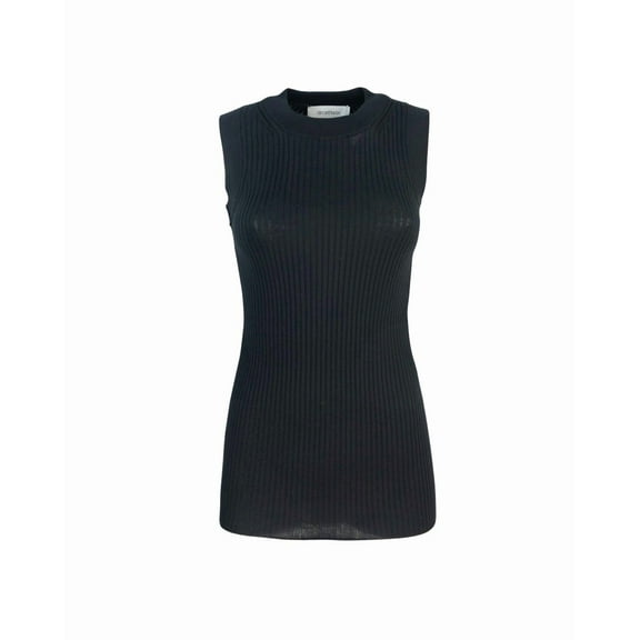 Sportmax Black Ribbed Cotton Tank Top (Women's)