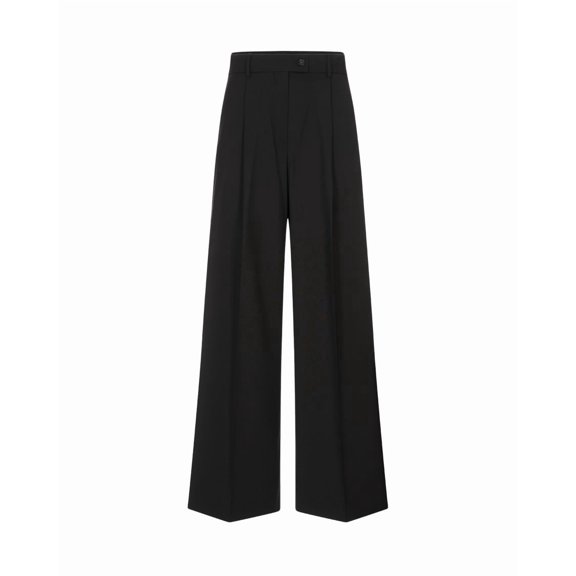 Sportmax Wide-Leg Stretch Wool Pants With Asymmetric Closure (Women's)