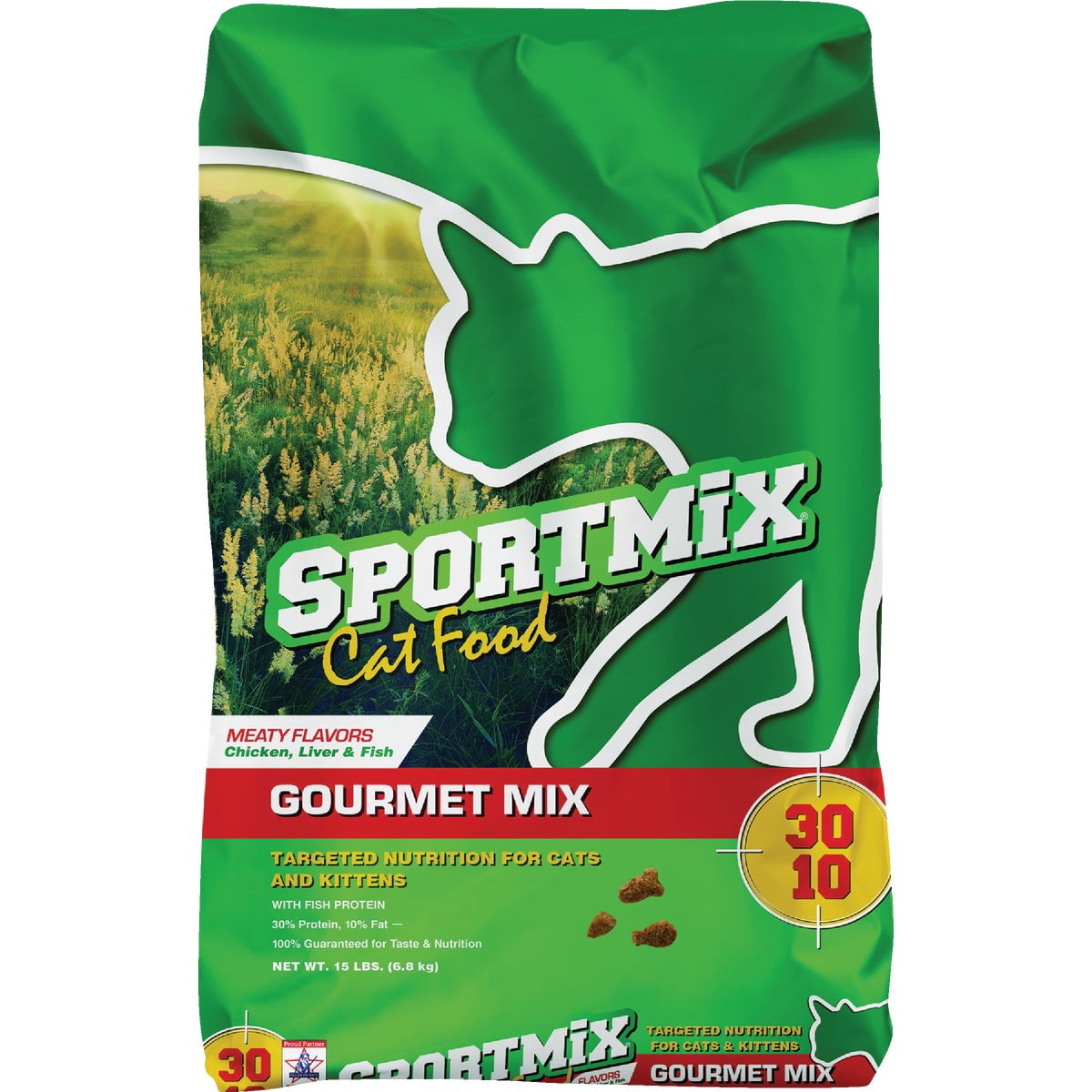 Sportmix Gourmet Mix Dry Cat Food Meaty Flavors - Chicken, Liver & Fish - 15 lb Bag