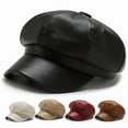 thumbnail image 1 of Sportmusies 8 Panels Newsboy Caps for Women, PU Leather Cabbie Painter Hat Gatsby Ivy Beret Cap, 1 of 4