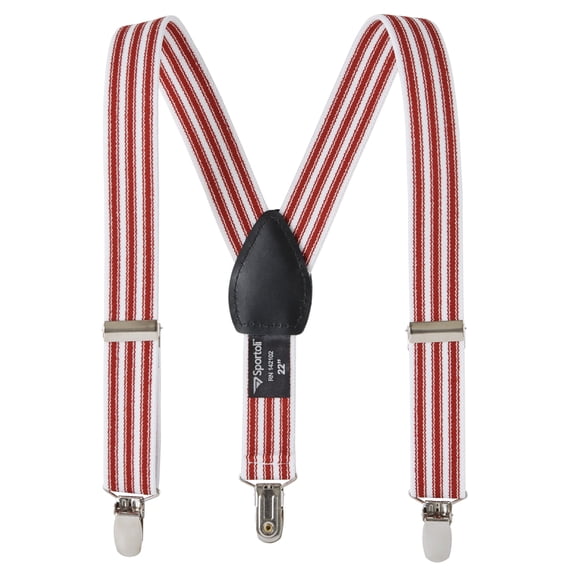Sportoli Boys' and Girls' Kids Toddlers and Baby Adjustable Elastic Solid Color and Striped Fashion Suspenders for Wedding and Ring Bearer Outfits, Features Leather Crosspatch and Super Quality Clips