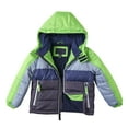 thumbnail image 1 of Sportoli Boys Hooded Colorblock Winter Puffer Jacket Coat - Green (Size 4), 1 of 3