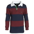 thumbnail image 1 of Sportoli Little Boys 100% Cotton Wide Striped Long Sleeve Polo Rugby Shirt - Burgundy (Size 4), 1 of 2