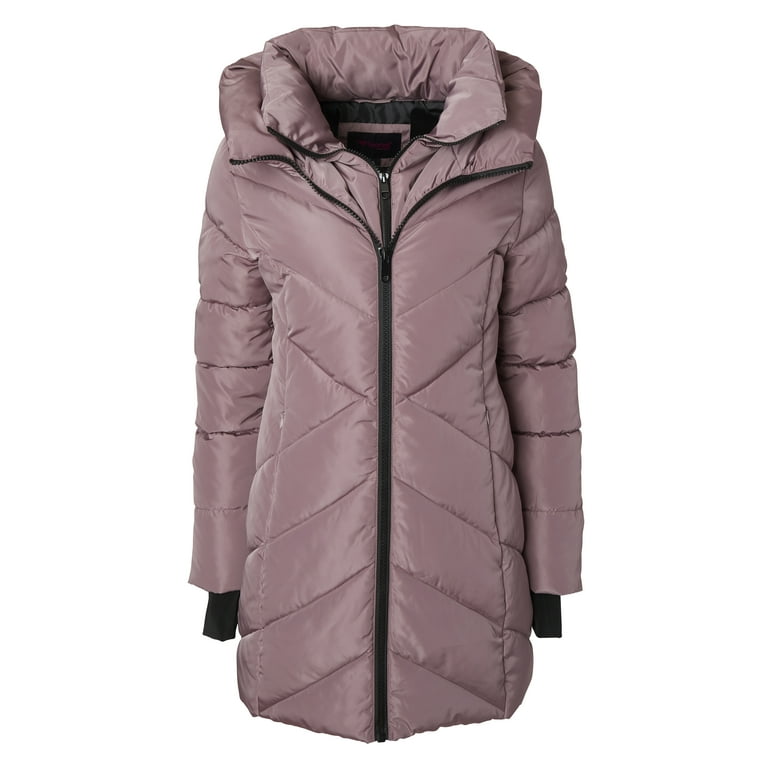 Sportoli Women s Winter Coat Down Alternative Hooded Long Vestee Puffer Jacket Mauve Medium Walmart