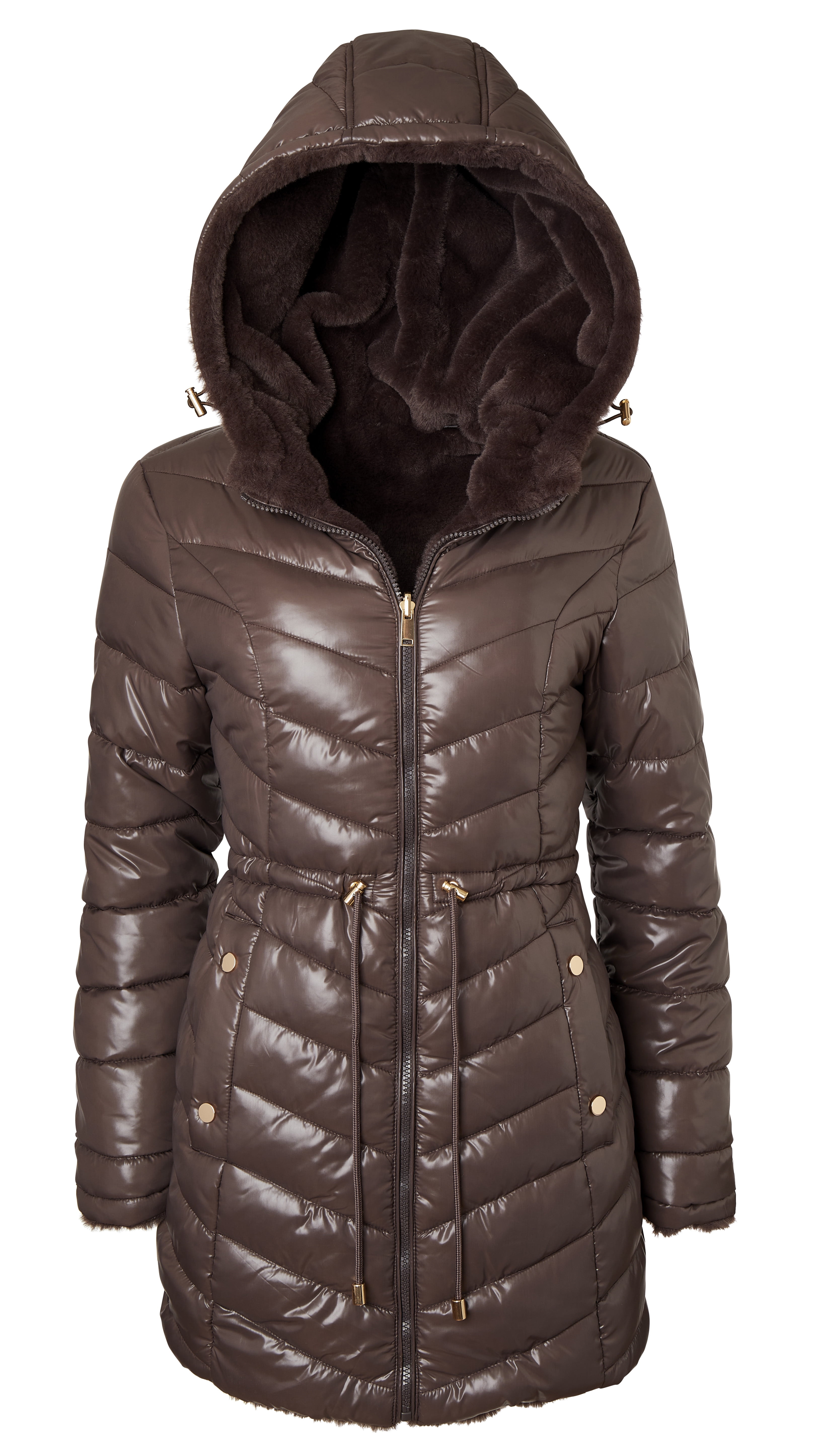 Sportoli Womens Winter Coat Reversible Faux Fur Lined Quilted