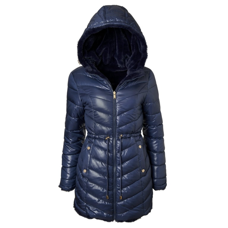  Sportoli Womens Winter Coat Reversible Faux Fur Lined Quilted  Puffer Jacket - Beige (Small) : Clothing, Shoes & Jewelry
