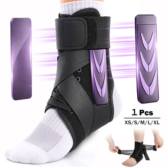 Sports Ankle Brace with Adjustable Compression Straps, Lace-up Ankle Support Sleeve Stabilizer for Basketball Fitness Running, Universal for Left & Right, m
