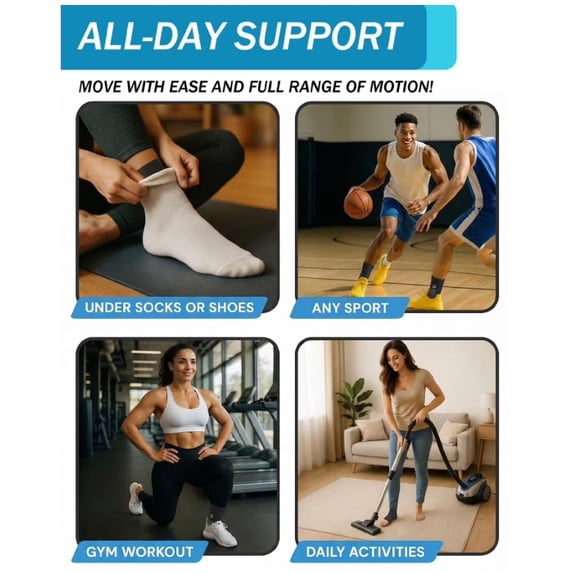 Sports Ankle Brace Support, Adjustable Compression Ankle Stabilizer Sleeve for Sprain, Injury Recovery, Basketball, Running, Fitness, Men & Women