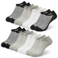 thumbnail image 1 of Sports Ankle Socks Mens- 8 Pairs Trainer Athletic Socks with Anti-Slip Silicone Stripes Black White Grey for Men, No Show, Moisture-Wicking Breathable, 1 of 7
