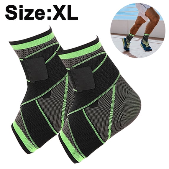 Sports Ankle Support, Adjustable Ankle Brace for Women and Men, Stabilize Ligaments, Eases Swelling and Sprained Ankle, Breathable Compression,GreenXL