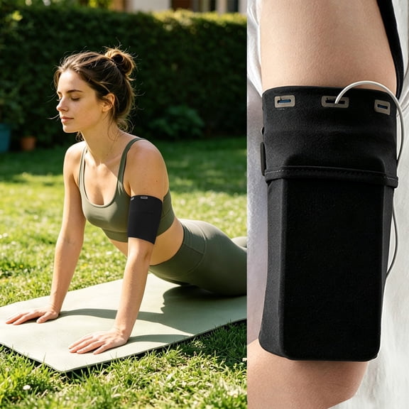 Sports Armband, Phone Holder Running Arm Band Water Resistant Polyester, Night Reflective Breathable Strap, Large Capacity Case with Headphone Port