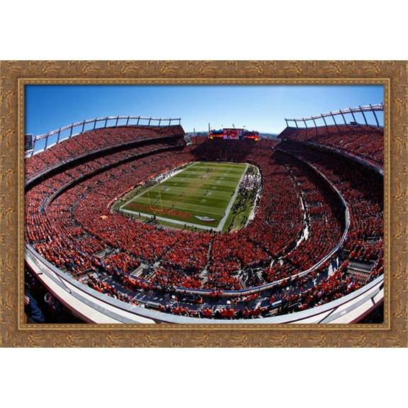 Sports Authority Field at Mile High 40x28 Large Gold Ornate Wood Framed Canvas Art - Home of the Denver Broncos