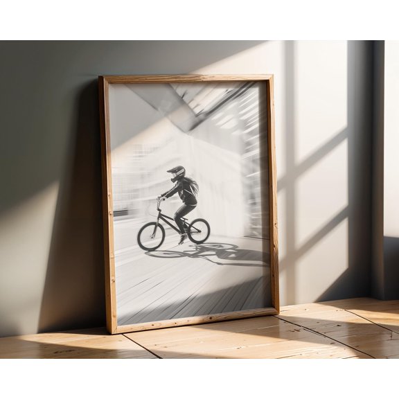 Sports , BMX Rider Motion Blur Urban Cycling Wall Art Sports Poster , Poster Print Only