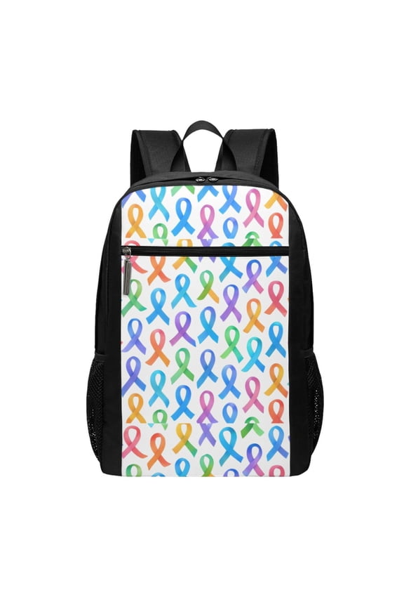 Sports Backpack 17126.5in Adjustable Shoulder Strap Reinforcement With Anti-Contraction And Tensile Properties Cancer Awareness Ribbon Pattern - Ombr Flow