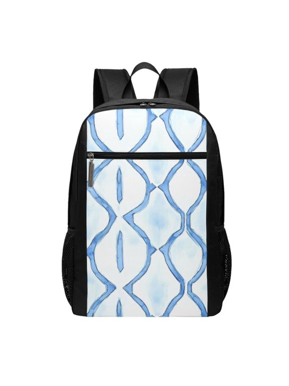 Sports Backpack 17126.5in Adjustable Shoulder Strap Reinforcement With Anti-Contraction And Tensile Properties Lightskyblue Moroccan Trellis Hand-Drawn Sketch_1