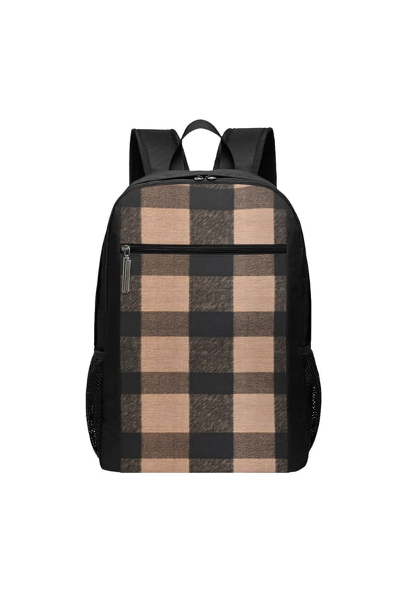 Sports Backpack 17126.5in Adjustable Shoulder Strap Reinforcement With Anti-Contraction And Tensile Properties Saddlebrown Buffalo Plaid Check Tartan Scotland_1