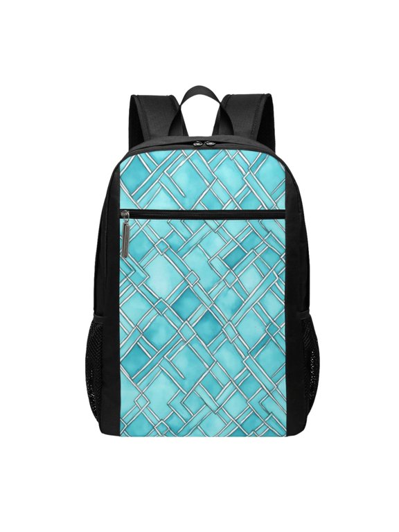 Sports Backpack 17126.5in Adjustable Shoulder Strap Reinforcement With Anti-Contraction And Tensile Properties Turquoise Moroccan Trellis Hand-Drawn Sketch_62922_3