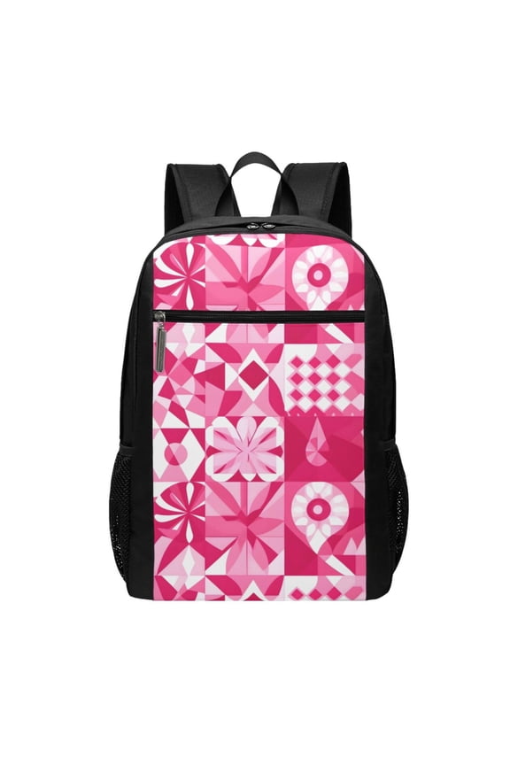 Sports Backpack 17126.5in Adjustable Shoulder Strap Reinforcement With Anti-Contraction And Tensile Properties Hotpink Geometric Patterns_1