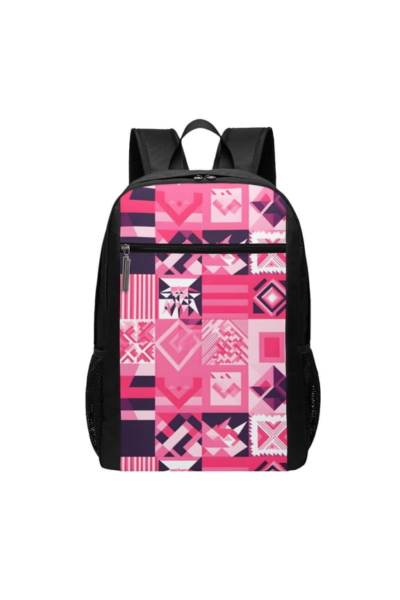 Sports Backpack 17126.5in Adjustable Shoulder Strap Reinforcement With Anti-Contraction And Tensile Properties Hotpink Geometric Patterns_2