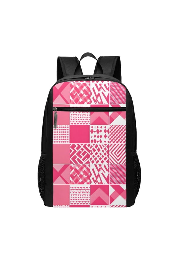 Sports Backpack 17126.5in Adjustable Shoulder Strap Reinforcement With Anti-Contraction And Tensile Properties Hotpink Geometric Patterns_4
