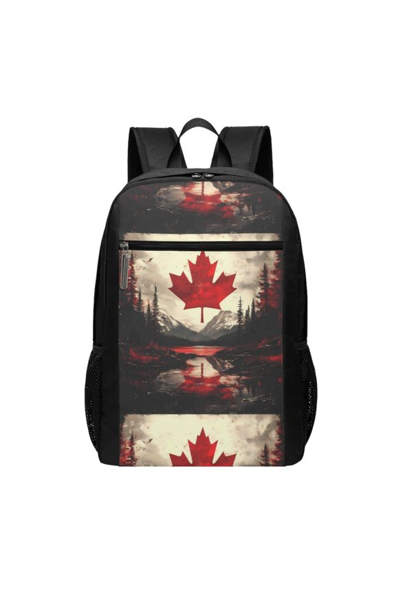 Sports Backpack 17126.5in Adjustable Shoulder Strap Reinforcement With Anti-Contraction And Tensile Properties Maple Leaf Snow Mountain Shrub