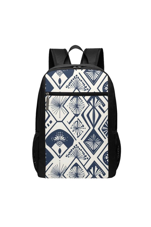 Sports Backpack 17126.5in Adjustable Shoulder Strap Reinforcement With Anti-Contraction And Tensile Properties Navy Geometric Patterns_2