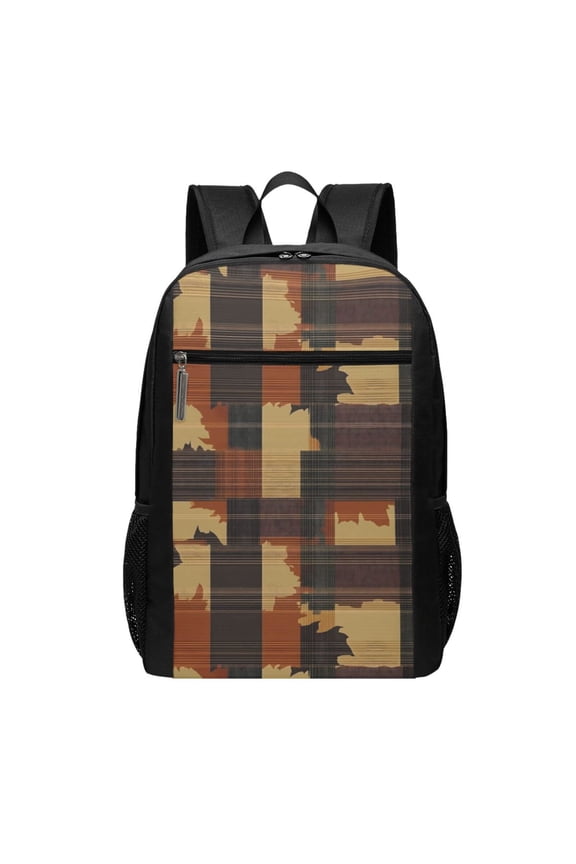 Sports Backpack 17126.5in Adjustable Shoulder Strap Reinforcement With Anti-Contraction And Tensile Properties Plaid Fall Camo Brown_1