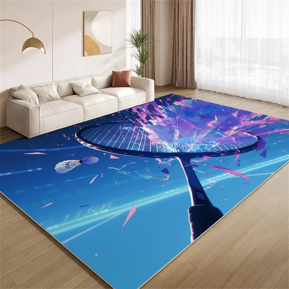 Sports Badminton Area Rugs, Athletic Theme Carpet, Washable Non Slip Low Pile Soft Rug for Bedroom Living Room Decor Mat 2ftx3ft