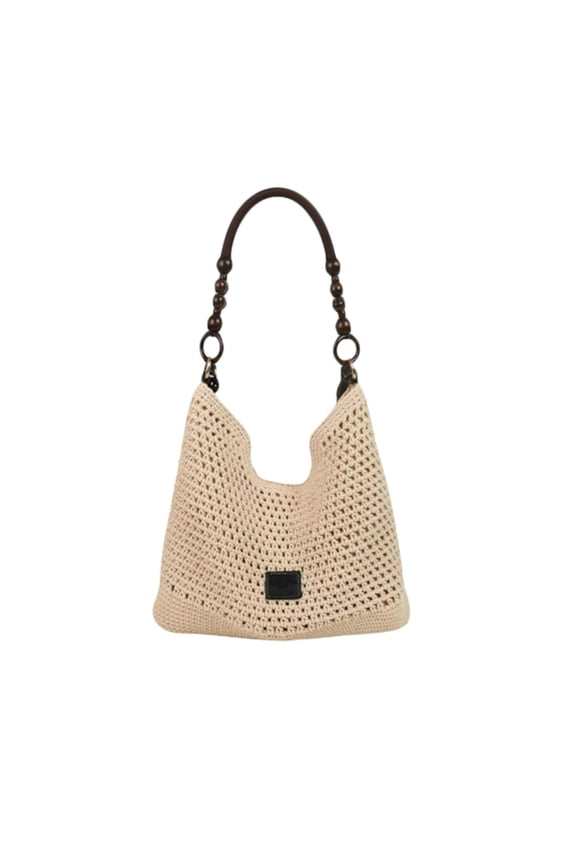 Sports Bag for Beach Trips Woven Handbag with Openwork Knit Design Spacious Carryall with Shoulder and Underarm Straps Lightweight and for Easy Outdoor Use