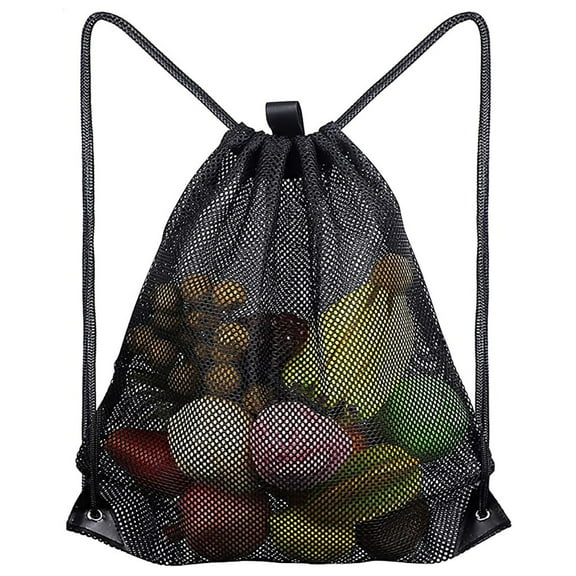 Sports Ball Bag Mesh Soccer Ball Bag Heavy Duty Drawstring Bag for w/ Shoulder S