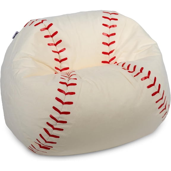 Sports Ball Bean Bag Chair for Kids, Baseball Plush, Ultra-Soft Lightweight Polyester Blend, 2.5 Foot Refillable