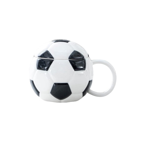 Sports Ball Ceramic Mug with Lid, Soccer/Football Style Coffee Cup, Glossy Ceramic Drinkware for Home Office, 2026 World Cup Game Day Gift Souvenir