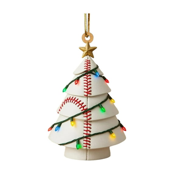 Sports Ball Christmas Ornaments, Football Baseball Soccer Tennis Ball Shaped Tree Decor, Funny Themed Hanging Decor for Xmas Tree, Holiday Gift(C)