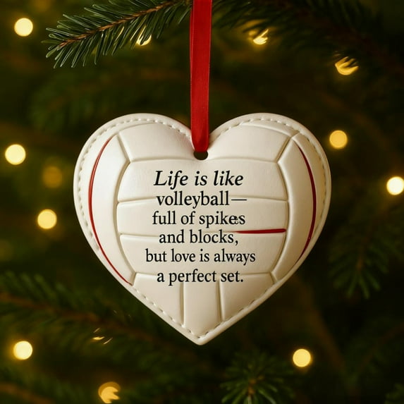 Sports Ball Heart Shaped Ornament Flat Christmas Pendant Decor Team Themed Holiday Decoration with Hanging Rope for Christmas Tree Gift Sports Fan Party Home Decor